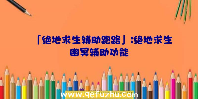 「绝地求生辅助跑路」|绝地求生幽冥辅助功能